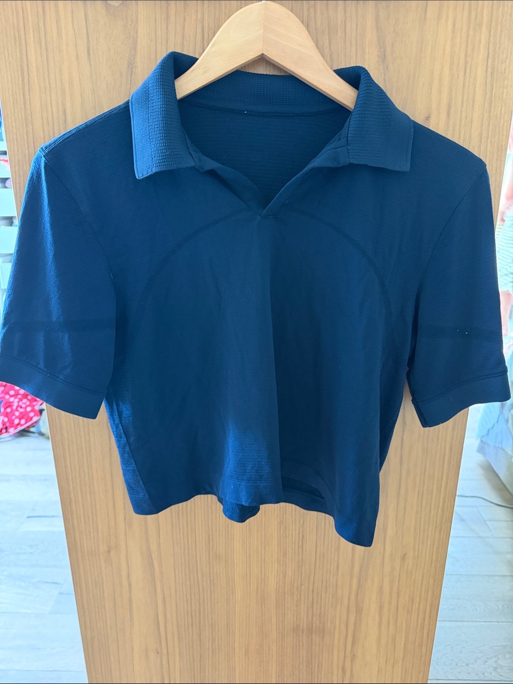 Lululemon Women’s Short Sleeve Cropped Polo Top - Navy Deep Blue